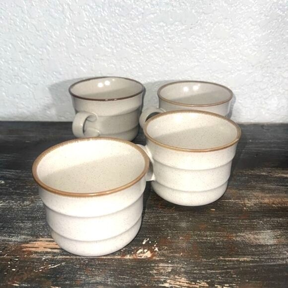 Studio Kraft Japan Ceramic Coffee Cups Set Of 4 Beige & Brown Vintage - Picture 2 of 6
